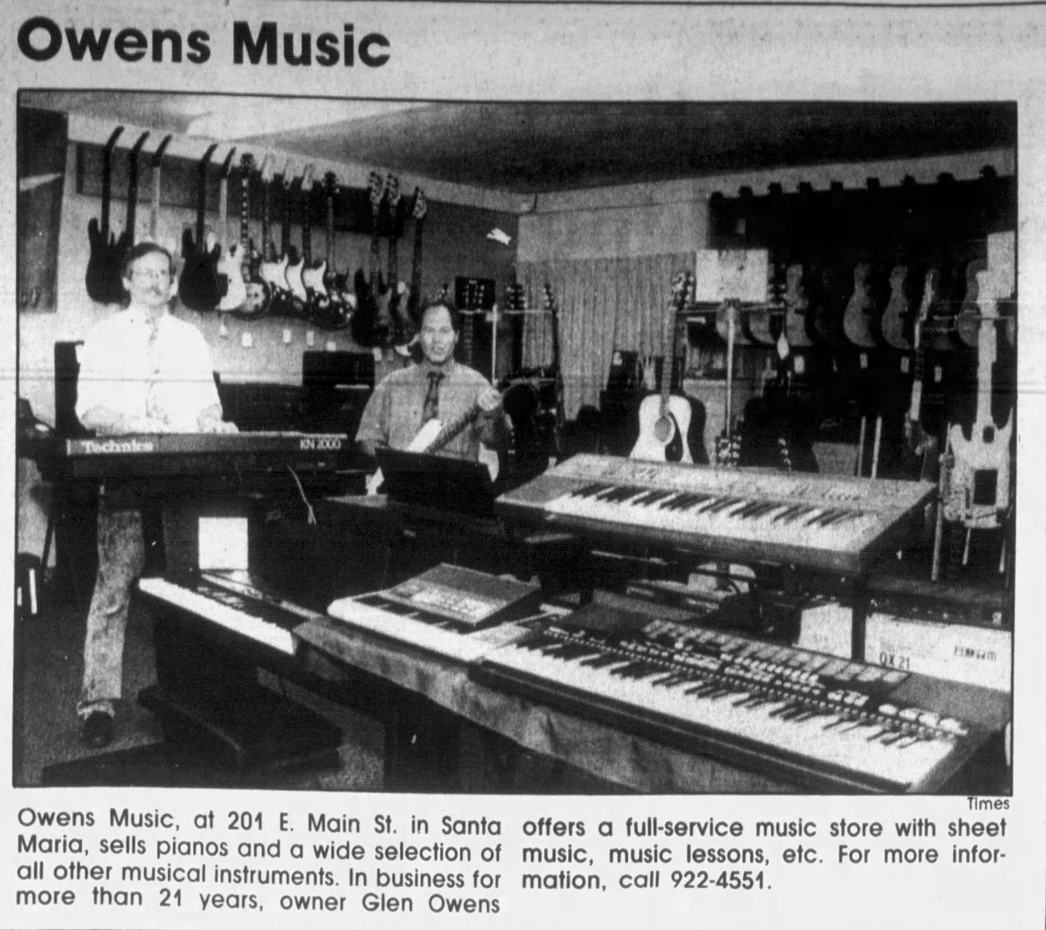 Santa Maria Times Owen's Music photo from September 24 1993